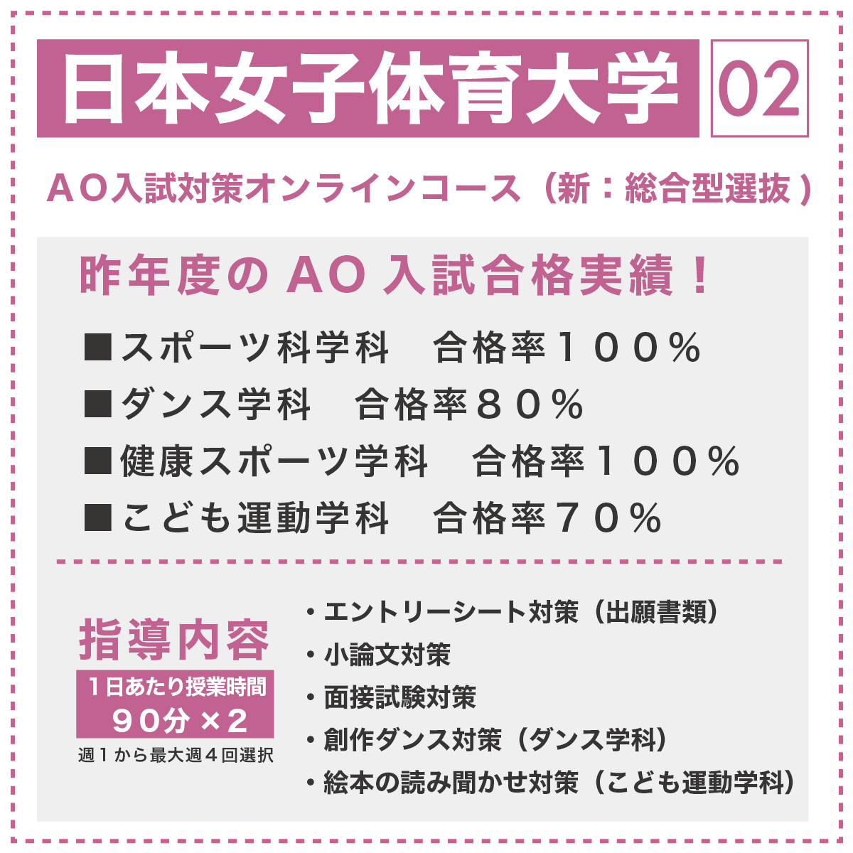 日本女子体育大学 AO入試対策オンラインコース(新:総合型選抜)