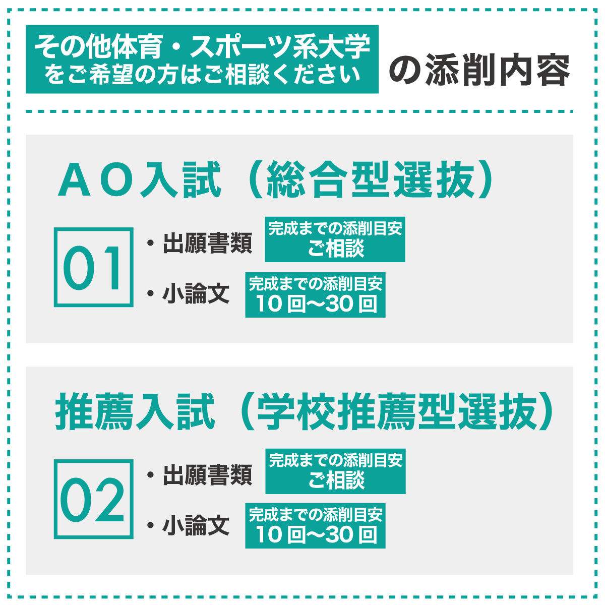 その他体育・スポーツ系大学の添削内容